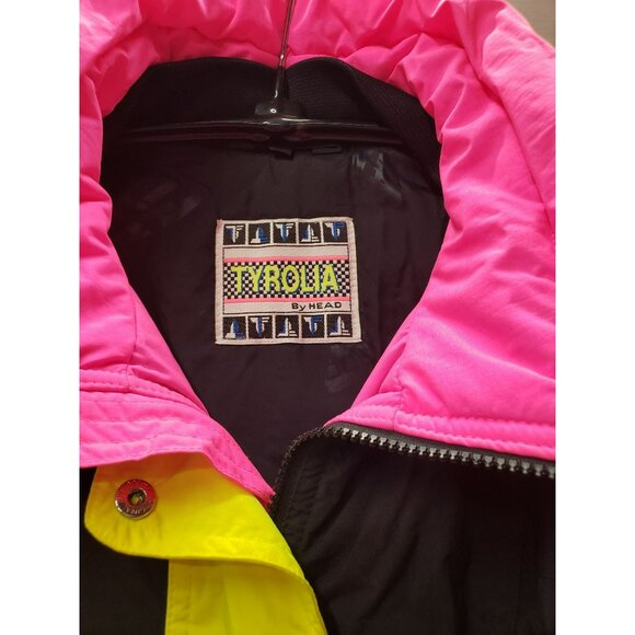 Vintage Tyrolia By Head Ladies Celtech Ski Suit Size 8 Black Pink Green Yellow N - Picture 6 of 16
